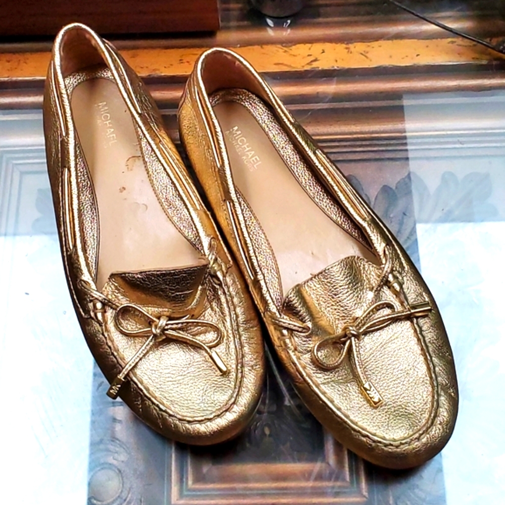 Michael Kors Gold Moccasins, Size 9M